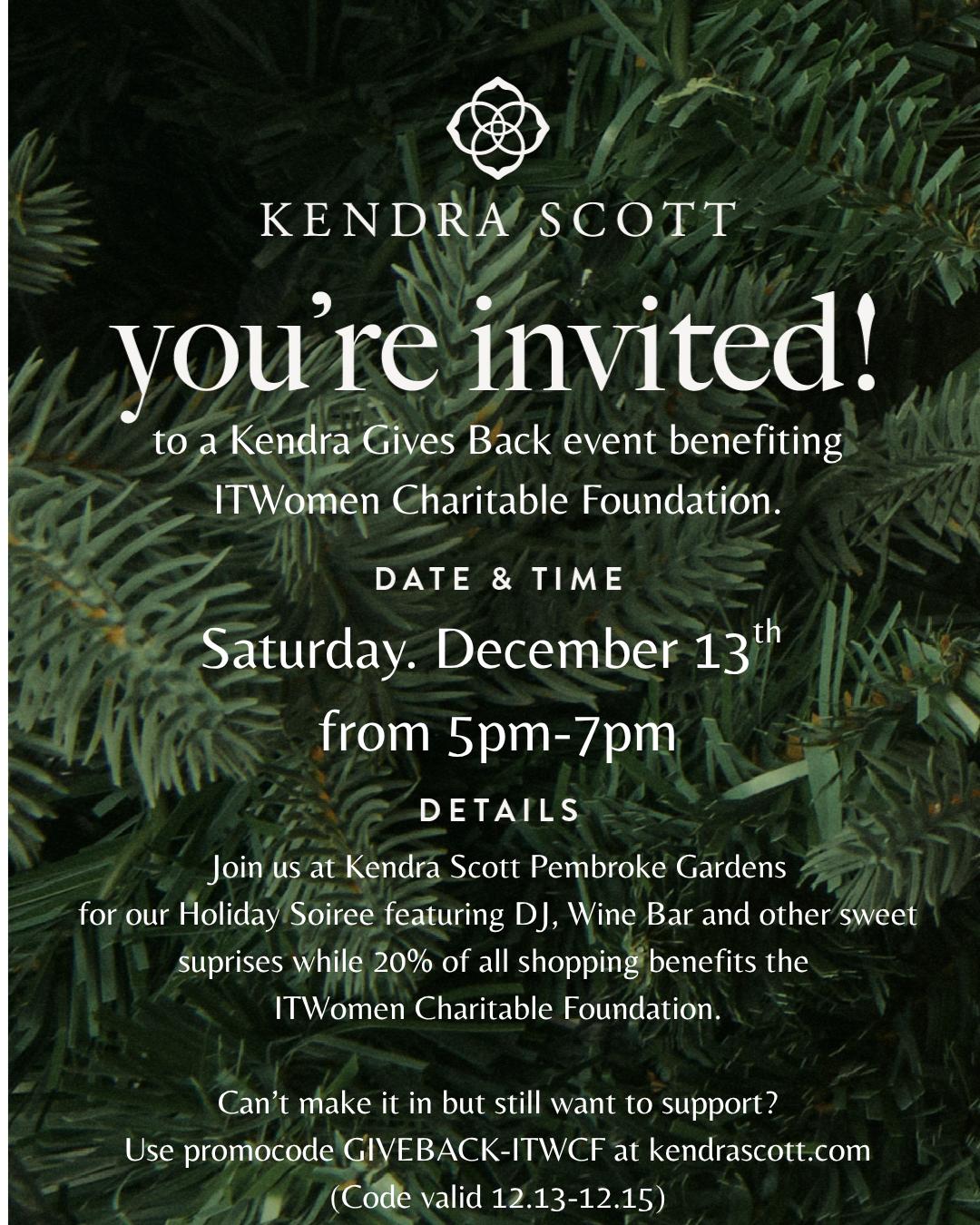 Invite - Shop for a Cause! Join us at Kendra Scott’s for a festive event Sat Dec 13, 5-7 pm